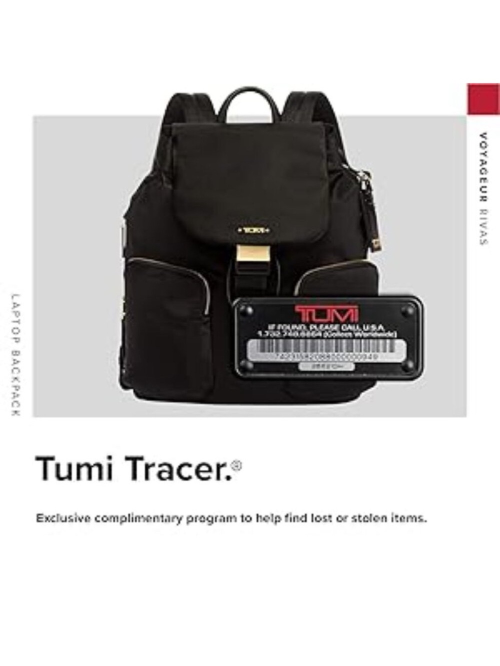 Tumi Black Nylon Backpack with Gold Hardware - Picture 7 of 10